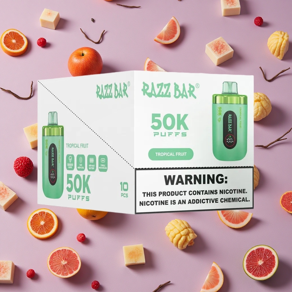 Tropical Fruit Razz Bar 50K Puffs 650mAh Rechargeable New Zealand wholesalers