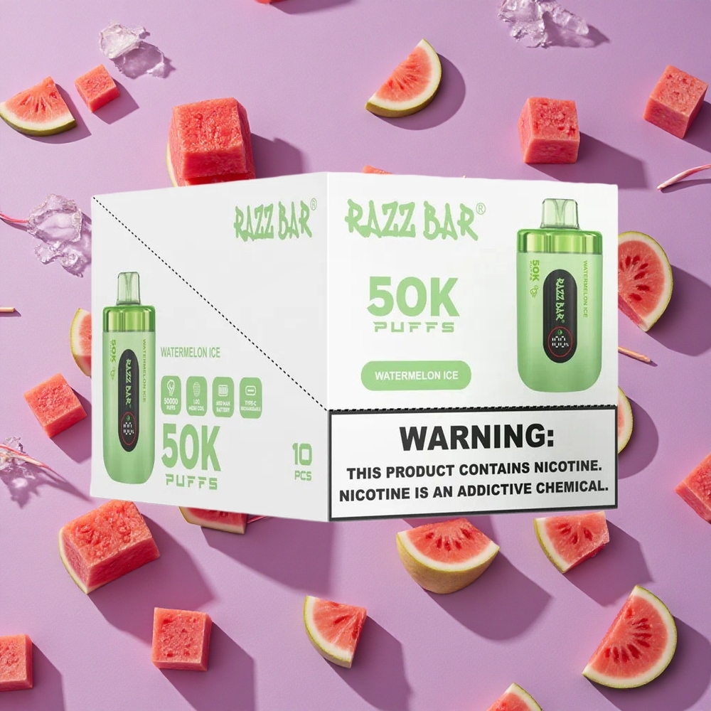 Watermelon Ice Razz Bar 50K Puffs Disposable Vape with Mesh Coil & Type-C Rechargeable New Zealand wholesalers