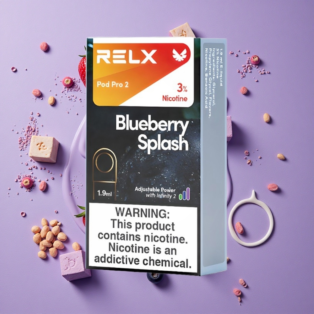 Blueberry Splash RELX Pod Pro 2 600 Puffs 3% Nicotine New Zealand Wholesalers
