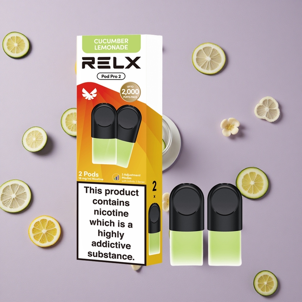 Cucumber Lemonade RELX Pod Pro 2 600 Puffs 1.8% Nicotine New Zealand wholesalers
