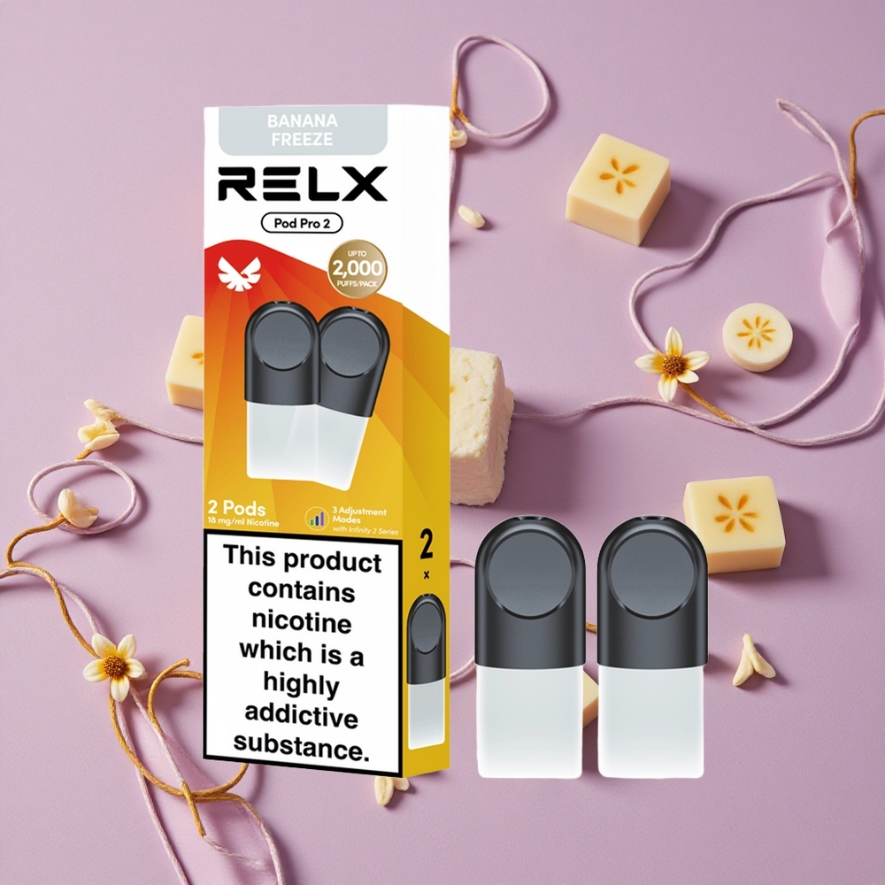 Dessert-Banana Freeze RELX Pod Pro 2 600 Puffs 1.8% Nicotine New Zealand wholesalers