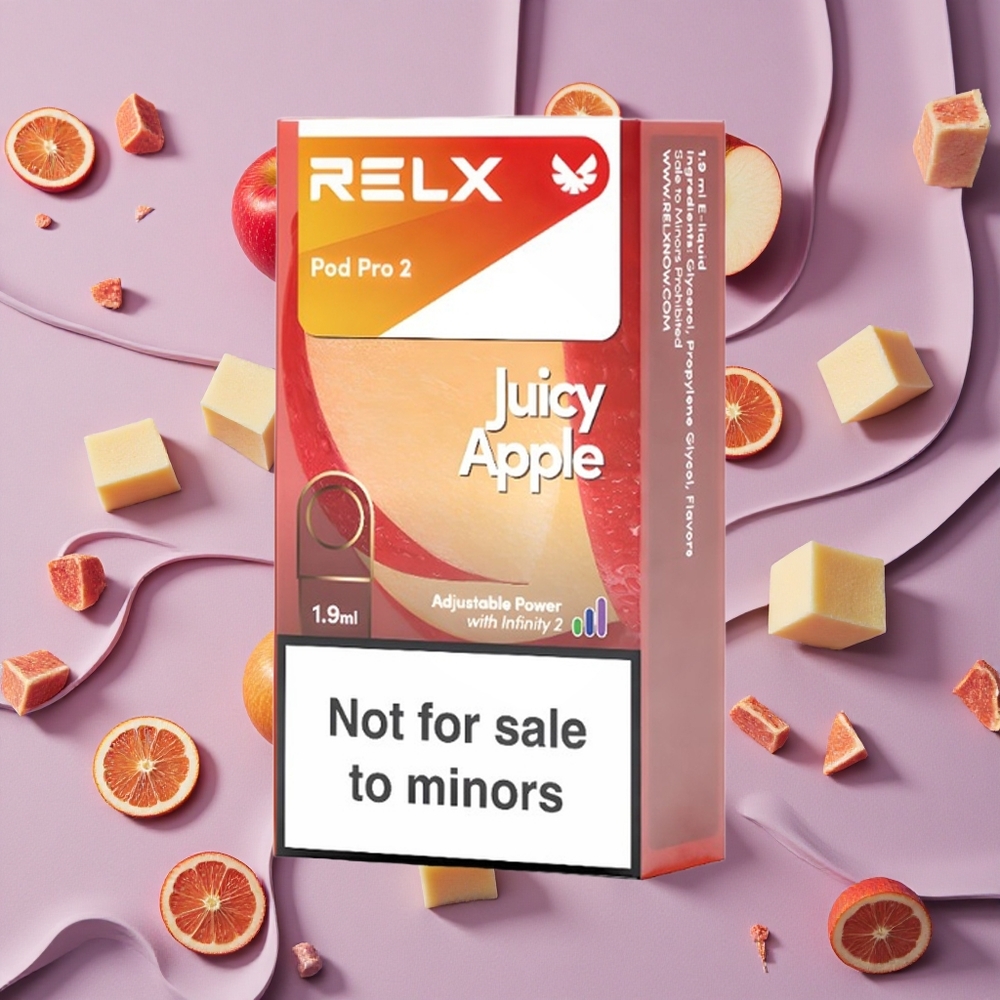Juicy Apple RELX Pod Pro 2 600 Puffs 0% Nicotine New Zealand wholesalers
