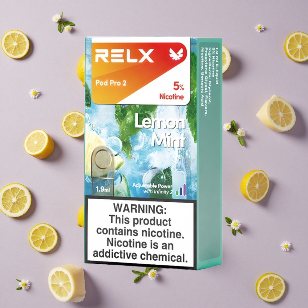 Lemon Mint RELX Pod Pro 2 600 Puffs 5% Nicotine New Zealand wholesalers