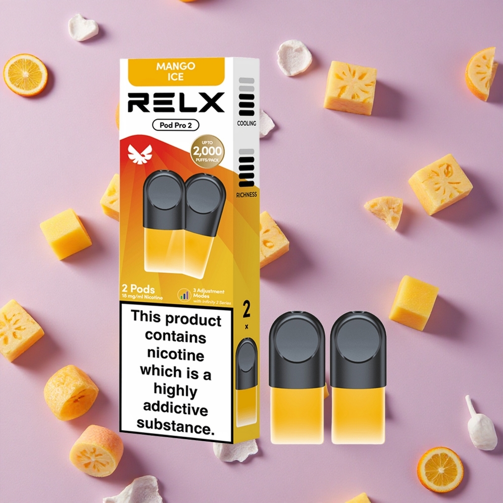 Mango Ice RELX Pod Pro 2 600 Puffs 1.8% Nicotine New Zealand wholesalers