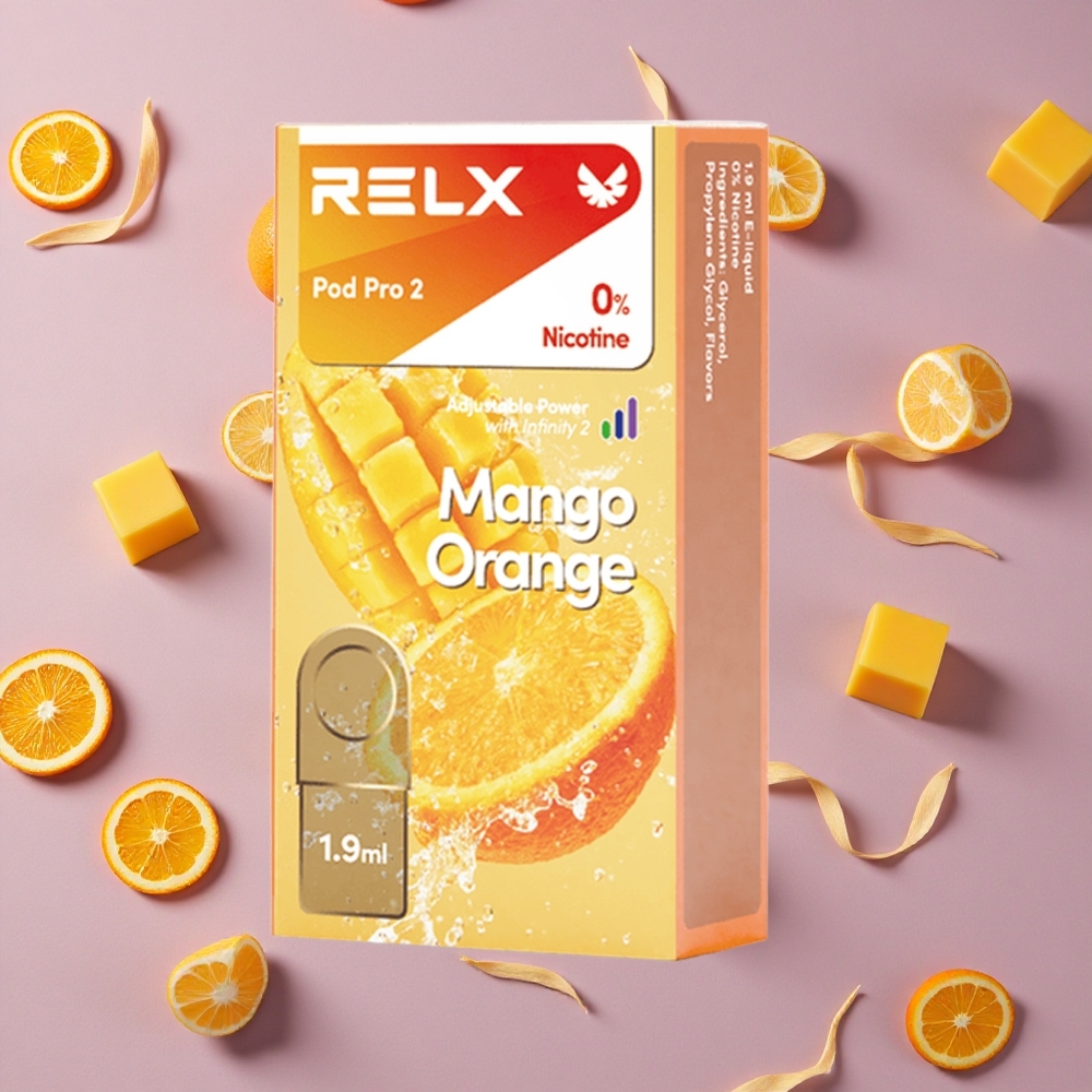 Mango Orange RELX Pod Pro 2 600 Puffs 0% Nicotine New Zealand wholesalers